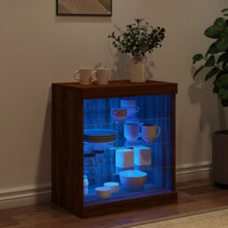 Berkfield Sideboard With Led Lights Brown Oak 60.5X37X67 Cm - thumbnail 3