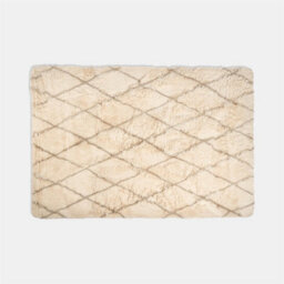 Ohs Diamond Check Fluffy Rug Floor Carpet Hallway Runner, Natural - 160Cm X 230Cm - thumbnail 3