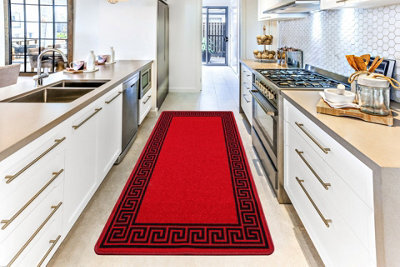 Smart Living Heavy Duty Machine Washable Runner For Hallway, Kitchen Non Slip Floor Mats, Door Mat 40Cm X 60Cm - Red Black - image 1
