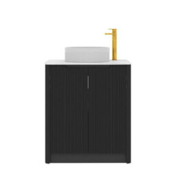 Royal Bathrooms Avenza 800mm Matt Obsidian Black Floor Standing Bathroom Vanity Unit 2 Door With Round Basin - thumbnail 6