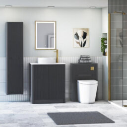 Royal Bathrooms Avenza 800mm Matt Obsidian Black Floor Standing Bathroom Vanity Unit 2 Door With Round Basin - thumbnail 4