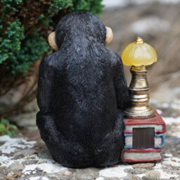 Burgess Reading Monkey Solar Light Resin Sculpture Outdoor Garden Home Ape Statue Lamp Chimp Jungle Animal Gift - thumbnail 5