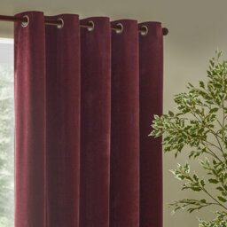 Yard Heavy Chenille Velvet Room Darkening Eyelet Curtain Pair Beetroot  (W)168Cm X (D)229Cm - thumbnail 2