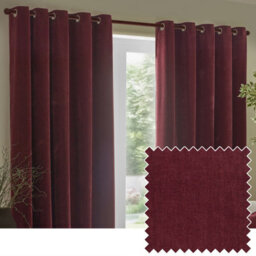 Yard Heavy Chenille Velvet Room Darkening Eyelet Curtain Pair Beetroot  (W)168Cm X (D)229Cm - thumbnail 6