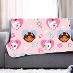 Gabbys Dollhouse Fleece Gabby & Pandy Paws Blanket Pink/blue (150Cm X 100Cm) - thumbnail 2