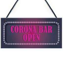 Red Ocean Corona Bar Open Sign Neon Effect Home Bar Pub Man Cave Hanging Sign - thumbnail 1