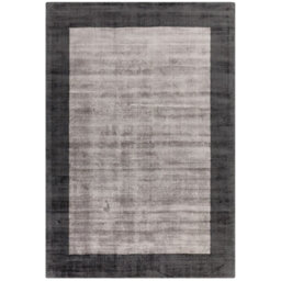 Modern Rug, Luxurious Livingroom, & Bedroom Rug, Viscose Bordered Rug, Easy To Clean Silver Charcoal Rug-120Cm X 170Cm - thumbnail 2