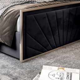 Roxy Upholstered Soft Velvet Metal Bed Frame - Black - thumbnail 3