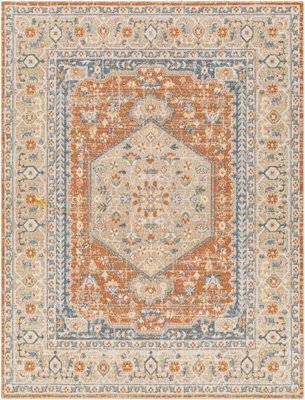 Livabliss Lillian-Washable Orange Brown Traditional Vintage Boho Living Dining Rug 140 X 200 Cm Easy Care, Non Shedding - image 1