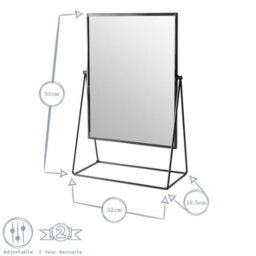 Harbour Housewares Metallic Vanity Mirror - 50 X 32Cm Black Adjustable Tilt Dressing Table Mirror Sleek Modern Makeup Mirror - thumbnail 3