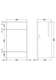 Hudson Reed Fusion Floor Standing Full Depth Wc Unit, Mfc Bleached Oak, Concealed Cistern Cabinet, 500X355X864mm - thumbnail 4