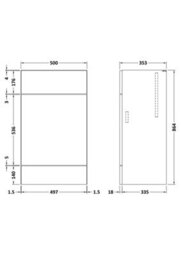Hudson Reed Fusion Floor Standing Full Depth Wc Unit, Mfc Bleached Oak, Concealed Cistern Cabinet, 500X355X864mm - thumbnail 3