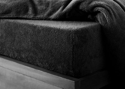 Kampala Hill Teddy Fleece Fitted Sheet Sherpa Bed Sheets Black
