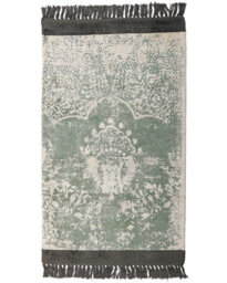 Beliani Vintage Green Beige Area Rug 80 X 150 Cm Fringed - thumbnail 1