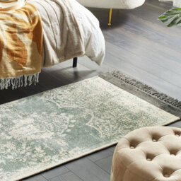 Beliani Vintage Green Beige Area Rug 80 X 150 Cm Fringed - thumbnail 2