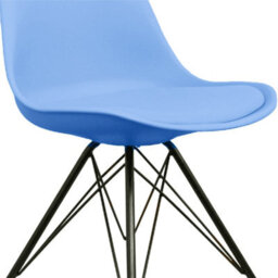 Fusion Living Soho Light Blue Plastic Dining Chair With Black Metal Legs - thumbnail 3