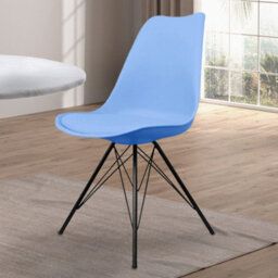Fusion Living Soho Light Blue Plastic Dining Chair With Black Metal Legs - thumbnail 2