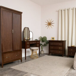 Melody Maison Dark Wood Reeded Dressing Table & Mirror Set - Georgian Range - thumbnail 7