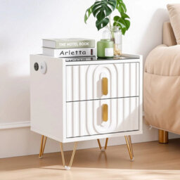 Smart Bedside Table With Light Phone Wireless Charging Bedroom