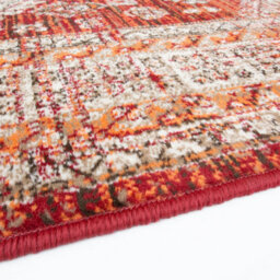 Loomed Red Terracotta Bordered Traditional Medallion Living Room Runner Rug 60X240Cm - thumbnail 2