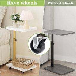 Huhote Stylish C-Shaped Side Table With Height Adjustment And Swivel Tray For Small Spaces In White And Gold - thumbnail 7