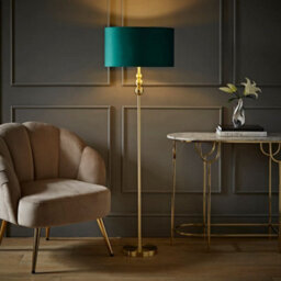 Valuelights Marissa Gold Stacked Ball Floor Lamp With Forest Green Velvet / Gold Inner Shade And Bulb - thumbnail 5