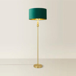 Valuelights Marissa Gold Stacked Ball Floor Lamp With Forest Green Velvet / Gold Inner Shade And Bulb - thumbnail 6