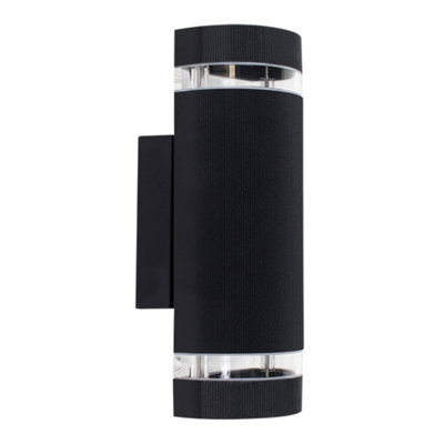 Valuelights Ryston Black Modern Aluminium Ribbed Glass Outdoor Wall Light - image 1