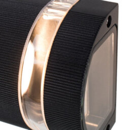 Valuelights Ryston Black Modern Aluminium Ribbed Glass Outdoor Wall Light - thumbnail 6