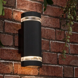 Valuelights Ryston Black Modern Aluminium Ribbed Glass Outdoor Wall Light - thumbnail 5