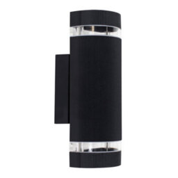 Valuelights Ryston Black Modern Aluminium Ribbed Glass Outdoor Wall Light - thumbnail 2