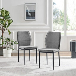 Furniturebox Uk 4X Milan Black Hatched Velvet Dining Chairs Silver Legs - thumbnail 2