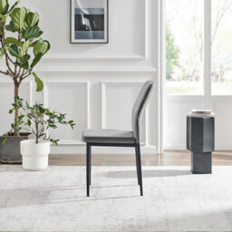 Furniturebox Uk 4X Milan Black Hatched Velvet Dining Chairs Silver Legs - thumbnail 5