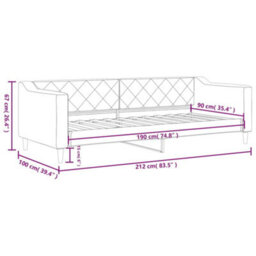 Berkfield Day Bed Dark Grey 90X190 Cm Fabric - thumbnail 7