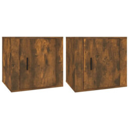Berkfield Bedside Cabinets 2 Pcs Smoked Oak 50X39X47 Cm - thumbnail 2