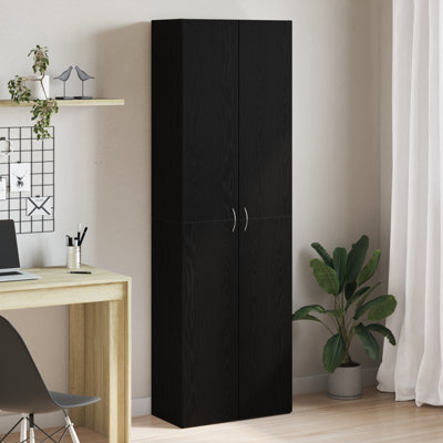 Walplus Black Oak Office Cabinet 60X32X190 Cm Made From Engineered Wood - image 1