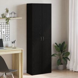 Walplus Black Oak Office Cabinet 60X32X190 Cm Made From Engineered Wood