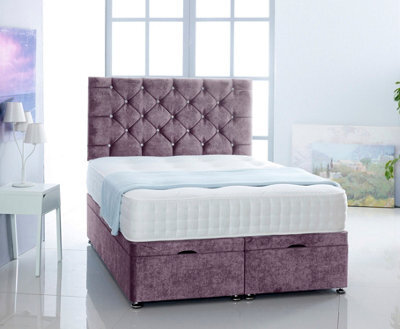 Comfy Deluxe Lilac  Naples Foot Lift Ottoman Bed With Memory Spring Mattress And Headboard 4Ft6 Double - image 1