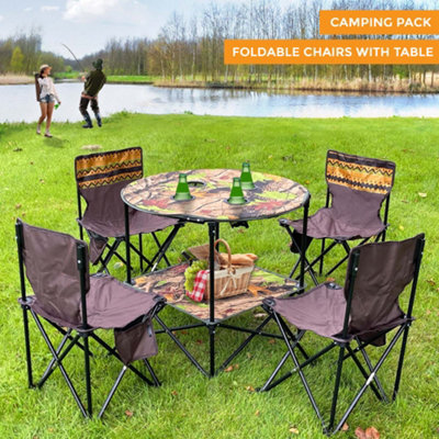 Crystals Camping Table And Chair Set 5 Piece Outdoor Beach Picnic Furniture Fishing Cup - image 1