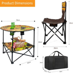 Crystals Camping Table And Chair Set 5 Piece Outdoor Beach Picnic Furniture Fishing Cup - thumbnail 3