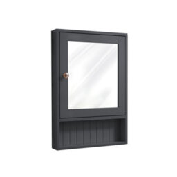 Homestylestore 450 X 650mm Black Grey Wall Mounted Corner Mirrored Door Bathroom Cabinet And Aged Bronze Round Handle - thumbnail 1