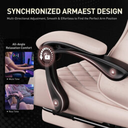 Precision Synergie Fabric Gaming Chair, Massage Computer Chair With Footrest, Lumbar Support & Height Adjustable For Home, Pink - thumbnail 7