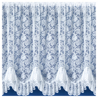 Tyrone Textiles Kew Traditional Floral White Net Curtain Flounce (Width - 300Cm X Drop - 137Cm) - image 1