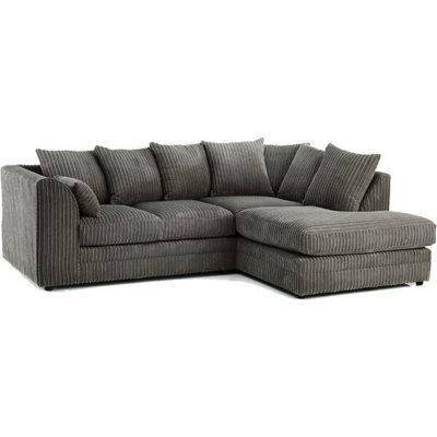 Furnishings For Less UK Luxor Jumbo Cord 4 Seater Corner Sofa Grey Right Hand Facing - image 1