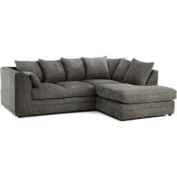 Furnishings For Less UK Luxor Jumbo Cord 4 Seater Corner Sofa Grey Right Hand Facing - thumbnail 1
