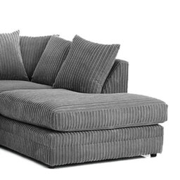 Furnishings For Less UK Luxor Jumbo Cord 4 Seater Corner Sofa Grey Right Hand Facing - thumbnail 3