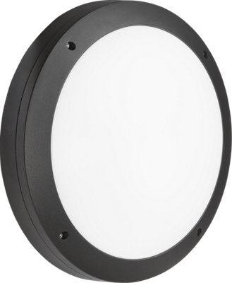 Luminosa Lighting Luminosa Led Round Bulkhead Cct With Emergency & Daylight Sensor Black 230V Ip65 18W