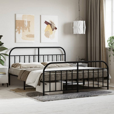 Vidaxl Metal Bed Frame Without Mattress With Footboard Black 180X200Cm - image 1