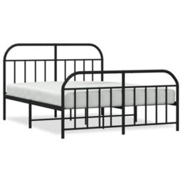Vidaxl Metal Bed Frame Without Mattress With Footboard Black 180X200Cm - thumbnail 2