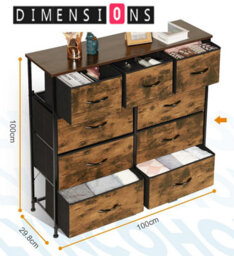 Modcraft 9-Drawer Fabric Chest Of Drawers With Wooden Top - thumbnail 3